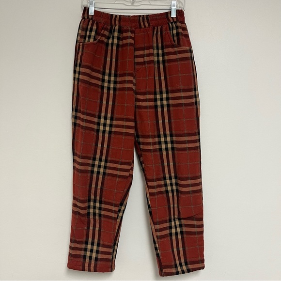 Encore One Small Plaid Pants Slacks Pull On Thick Warm Cozy Elastic Lagenlook - Picture 1 of 4